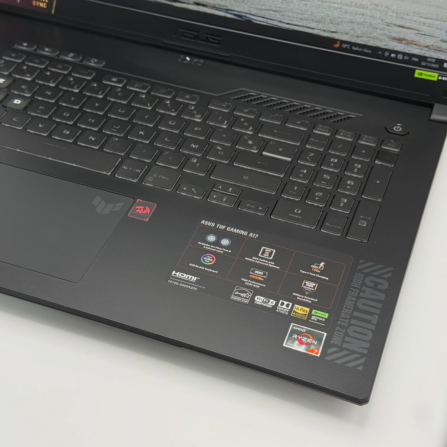 ASUS TUF A17 / RYZEN 7 7735Hs / NVIDIA RTX 4060 8Go / 32Go DDR5 / 1To SSD / 17.3” FHD – Image 9