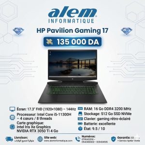 HP Pavilion Gaming 17 – i5-11300H / 16 Go / RTX 3050 Ti / 144Hz
